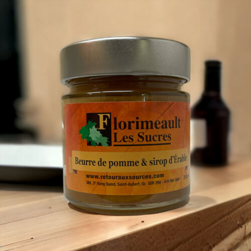 Beurre de pomme et sirop d'érable en pot de 212 ml de marque Florimeault Les Sucres