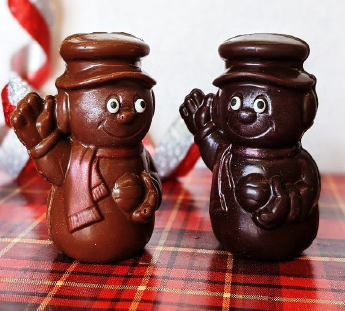 Mini bonhomme de neige en chocolat, 50g, au lait et au chocolat noir